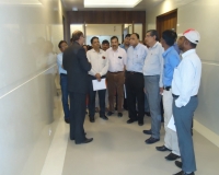 Dr. Atul Adaniya (JD-Operations) giving information about Radiotherapy department to Dr. Sanjay Jayswal (Dy. Director, DDHS) and DDHS team