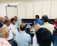 Dr. Rahul Patil explaining the Treatment Planning System (Radiotheraphy) (TPS) to visitors